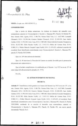 Decreto n° 2518 de 2013, Bruera, Oscar Pablo
