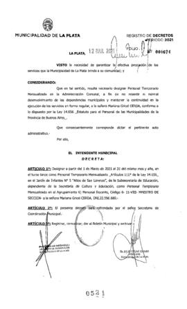 Decreto nº 521 de 2021, GARRO, Julio cesar