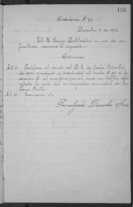 Ordenanza n° 0077 de 1922