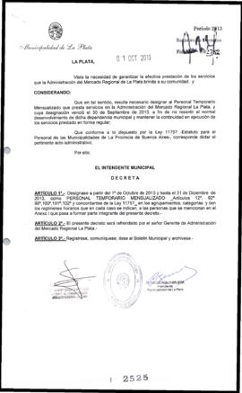 Decreto n° 2525 de 2013, Bruera, Oscar Pablo