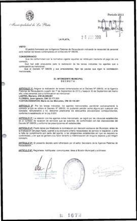Decreto n° 1672 de 2013, Bruera, Oscar Pablo