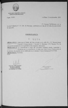 Ordenanza n° 9374 de 2001