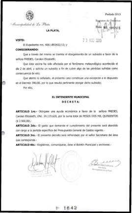 Decreto n° 1642 de 2013, Bruera, Oscar Pablo