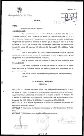 Decreto n° 2483 de 2013, Bruera, Oscar Pablo