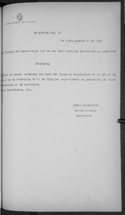 Ordenanza n° 75 de 1926