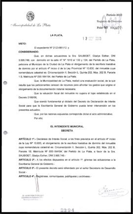 Decreto n° 2294 de 2013, Bruera, Oscar Pablo