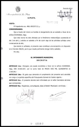 Decreto n° 1550 de 2013, Bruera, Oscar Pablo