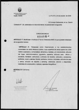 Ordenanza n° 10186 de 2006