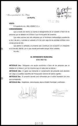 Decreto n° 2322 de 2013, Bruera, Oscar Pablo
