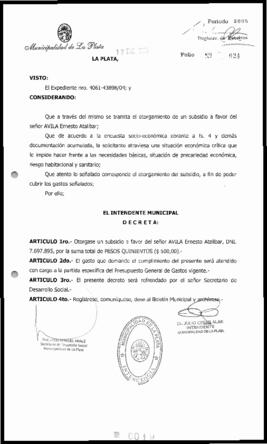 Decreto n° 19 de 2005, Alak, Julio Cesar