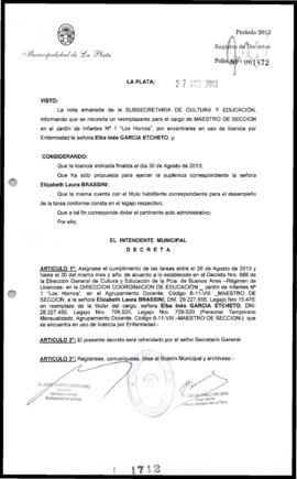 Decreto n° 1712 de 2013, Bruera, Oscar Pablo