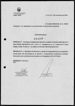 Ordenanza n° 10187 de 2006
