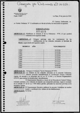 Ordenanza nº 10109 de 2006