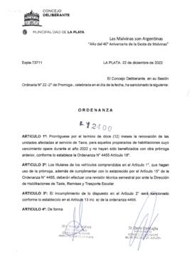 Ordenanza nº 12400 de 2022