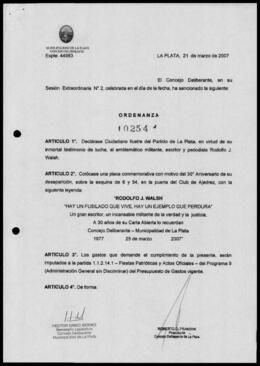 Ordenanza n° 10254 de 2007