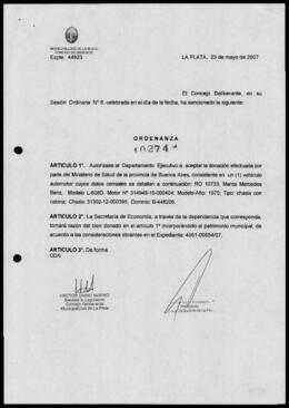 Ordenanza n° 10274 de 2007