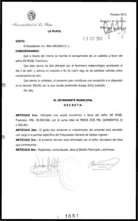 Decreto n° 1651 de 2013, Bruera, Oscar Pablo