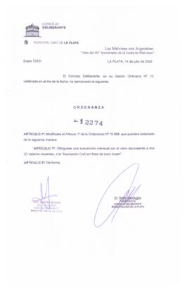 Ordenanza nº 12274 de 2022