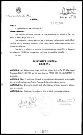 Decreto n° 1582 de 2013, Bruera, Oscar Pablo