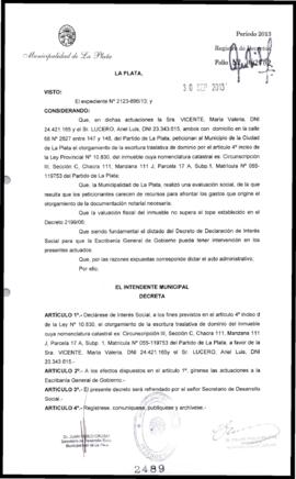 Decreto n° 2489 de 2013, Bruera, Oscar Pablo