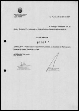 Ordenanza n° 10261 de 2007