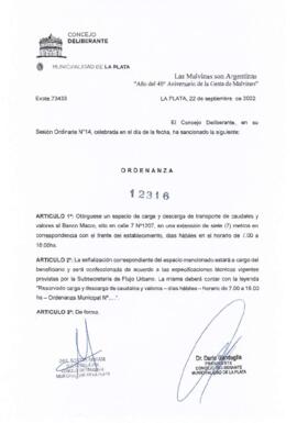 Ordenanza nº 12316 de 2022