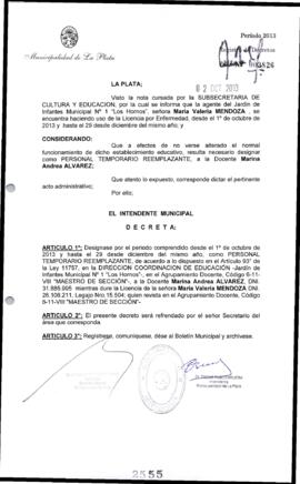 Decreto n° 2555 de 2013, Bruera, Oscar Pablo
