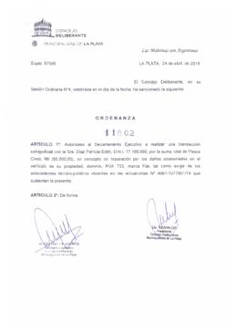 Ordenanza nº 11802 de 2019