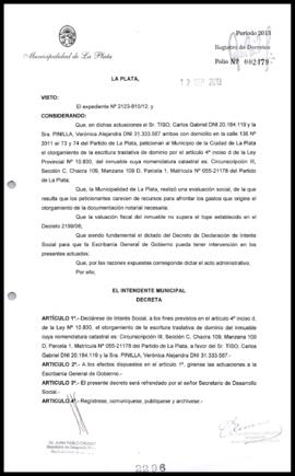 Decreto n° 2296 de 2013, Bruera, Oscar Pablo