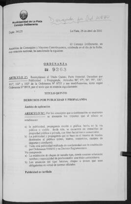 Ordenanza n° 9263 de 2001