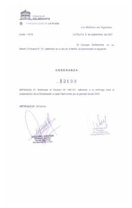 Ordenanza nº 12138 de 2021