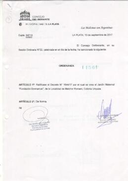 Ordenanza nº 11561 de 2017