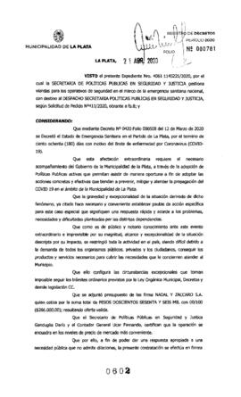 Decreto nº 602 de 2020, GARRO, Julio cesar