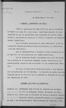 Ordenanza n° 2071 de 1957