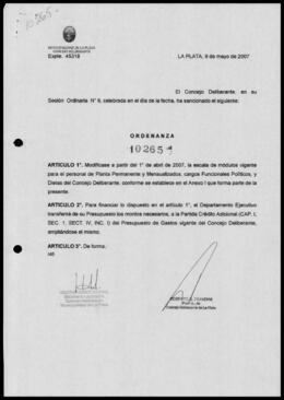 Ordenanza n° 10265 de 2007