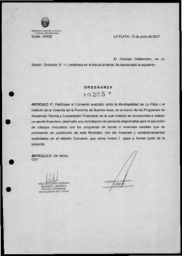Ordenanza n° 10285 de 2007