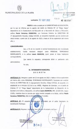 Decreto nº 3080 de 2022, GARRO, Julio cesar