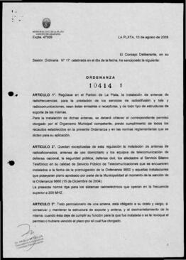 Ordenanza n° 10414 de 2008