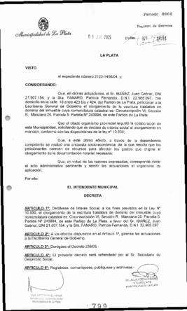 Decreto n° 799 de 2005, Alak, Julio Cesar