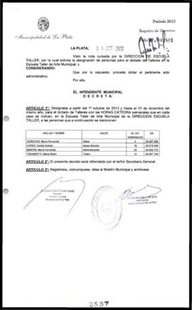 Decreto n° 2537 de 2013, Bruera, Oscar Pablo