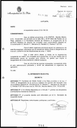 Decreto n° 791 de 2005, Alak, Julio Cesar