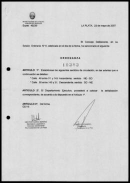 Ordenanza n° 10282 de 2007