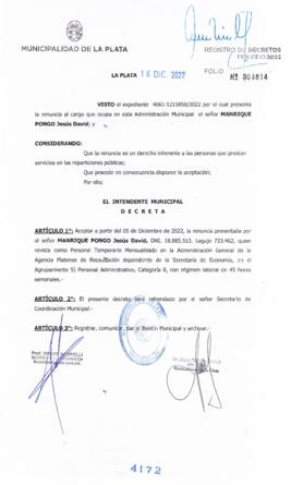 Decreto nº 4172 de 2022, GARRO, Julio cesar