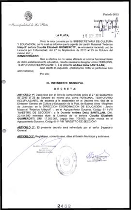 Decreto n° 2482 de 2013, Bruera, Oscar Pablo