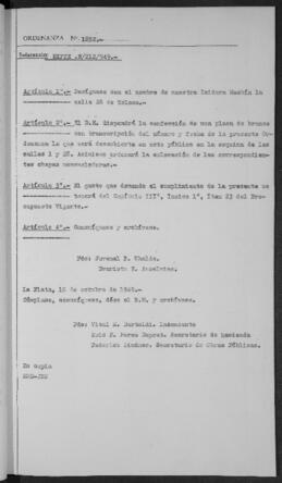 Ordenanza n° 1852 de 1949
