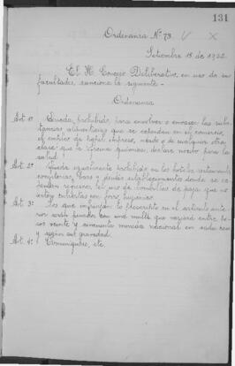 Ordenanza n° 0073 de 1922