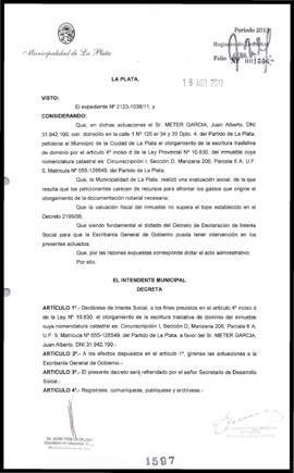 Decreto n° 1597 de 2013, Bruera, Oscar Pablo