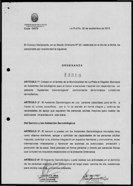 Ordenanza n° 11318 de 2015