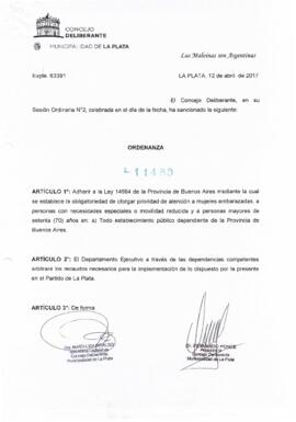 Ordenanza nº 11483 de 2017