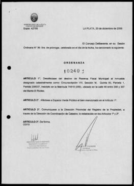 Ordenanza n° 10240 de 2006